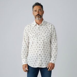 Vintage Champion Westerns rodeo-ready cowboy cream Geo-Print Button-Up Shirt
